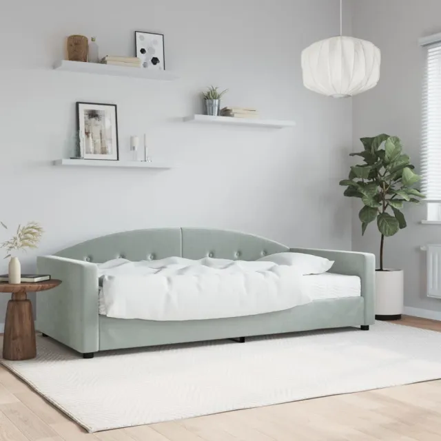 Lit de jour avec matelas gris clair 90x190 cm velours