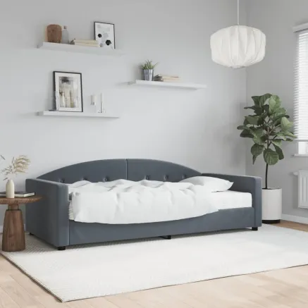 Lit de jour avec matelas gris foncé 90x190 cm velours