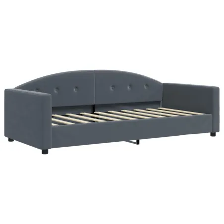 Lit de jour avec matelas gris foncé 90x190 cm velours