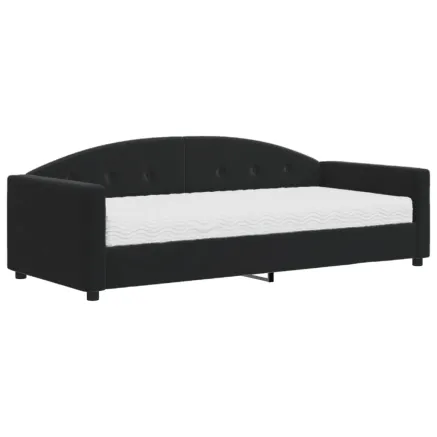 Lit de jour avec matelas noir 90x190 cm velours 2
