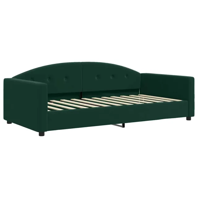 Lit de jour et gigogne et matelas vert foncé 100x200 cm velours