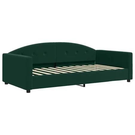 Lit de jour et gigogne et matelas vert foncé 100x200 cm velours