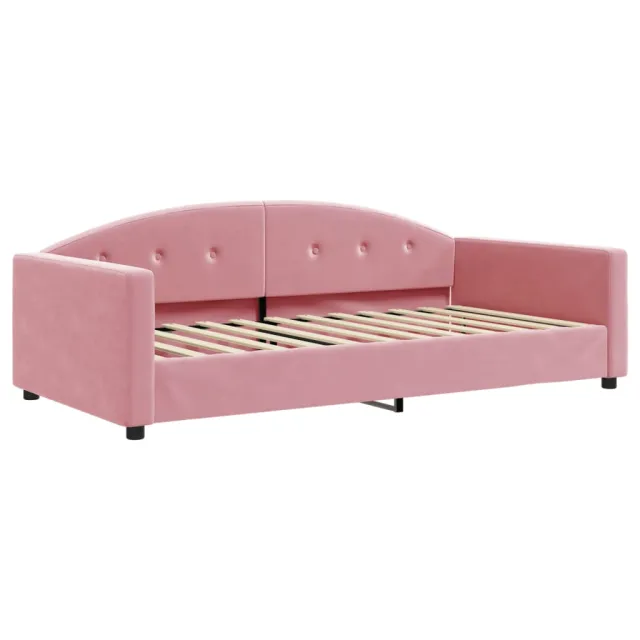 Lit de jour avec lit gigogne et matelas rose 100x200 cm velours