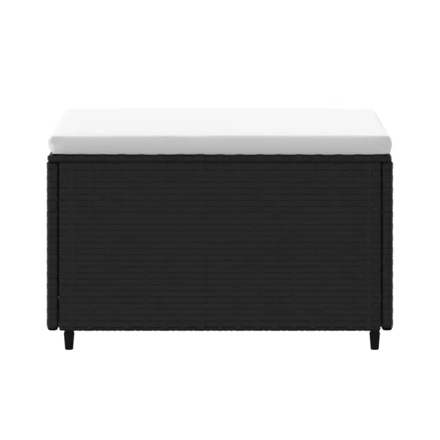 Repose-pied de jardin avec coussin noir résine tressée