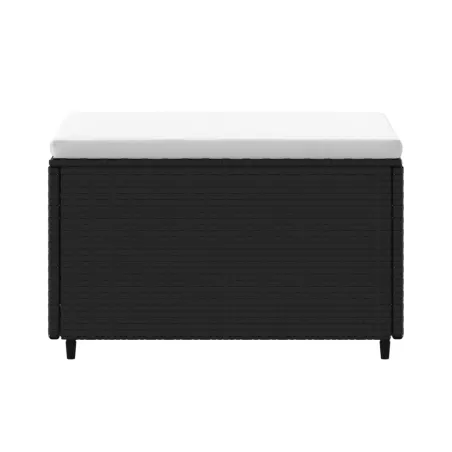 Repose-pied de jardin avec coussin noir résine tressée