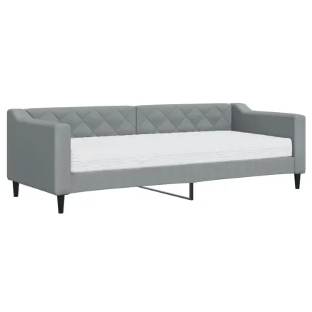 Lit de jour avec matelas gris clair 80x200 cm tissu 2