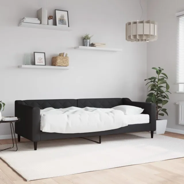 Lit de jour avec matelas noir 80x200 cm tissu
