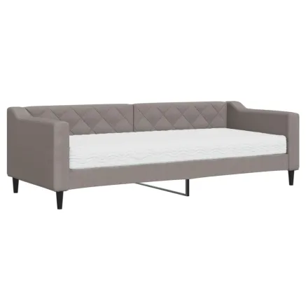 Lit de jour avec matelas taupe 80x200 cm tissu 2