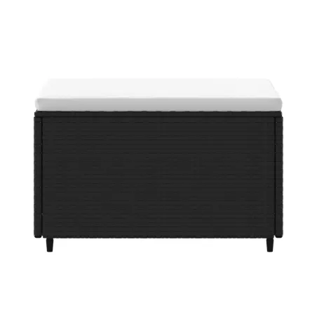 Repose-pieds de jardin et coussins lot de 2 noir résine tressée