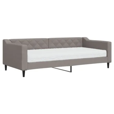 Lit de jour avec matelas taupe 90x200 cm tissu 2
