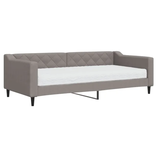 Lit de jour avec matelas taupe 90x200 cm tissu