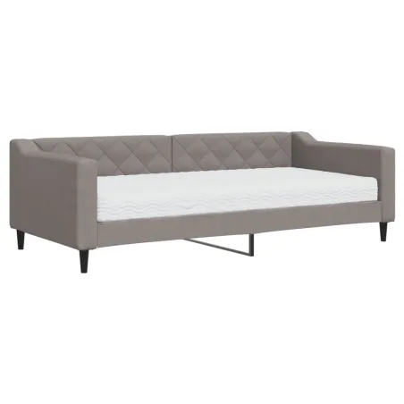 Lit de jour avec matelas taupe 90x200 cm tissu