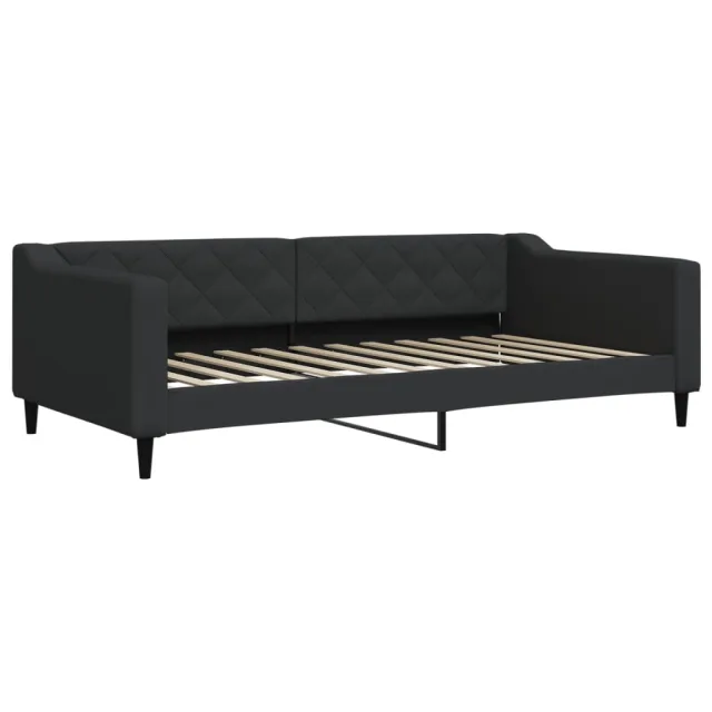 Lit de jour avec matelas noir 100x200 cm tissu