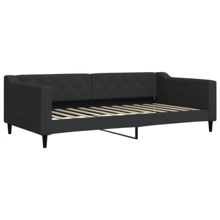 Lit de jour avec matelas noir 100x200 cm tissu