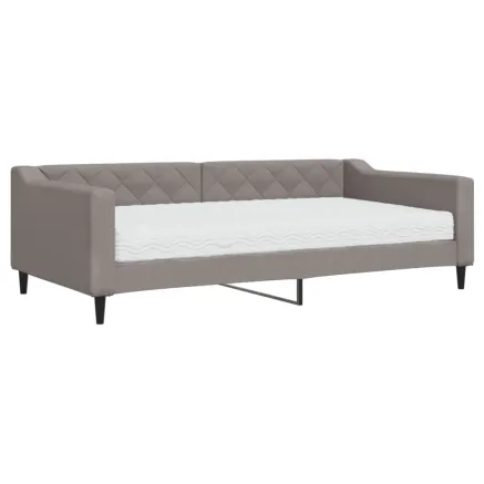 Lit de jour avec matelas taupe 100x200 cm tissu 2