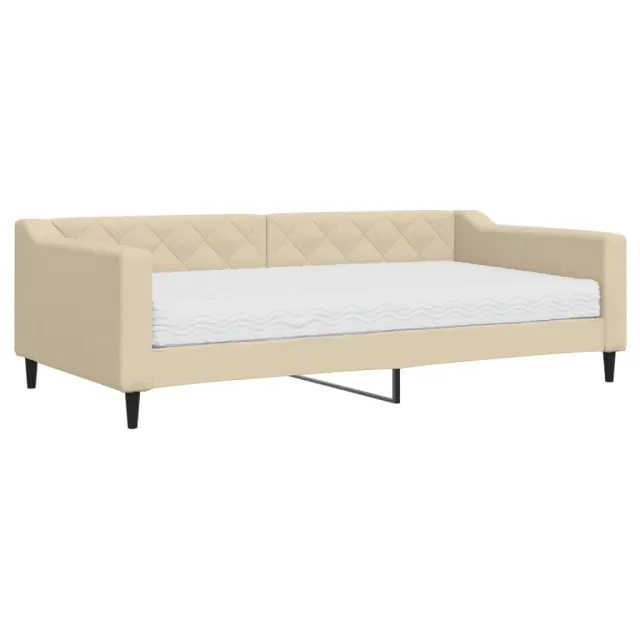 Lit de jour avec matelas crème 100x200 cm tissu