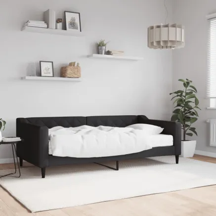 Lit de jour avec matelas noir 90x190 cm tissu