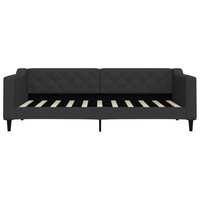 Lit de jour avec matelas noir 90x190 cm tissu