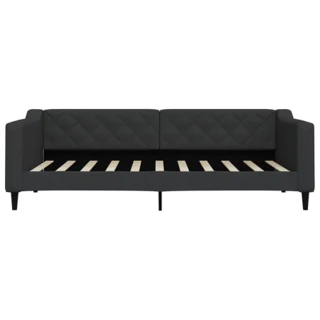 Lit de jour avec matelas noir 90x190 cm tissu