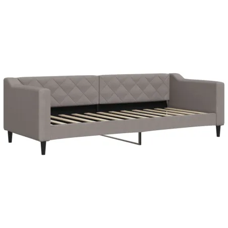 Lit de jour avec gigogne et matelas taupe 80x200 cm tissu