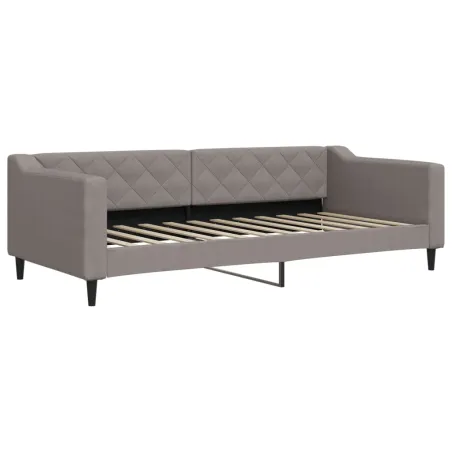Lit de jour avec gigogne et matelas taupe 90x200 cm tissu