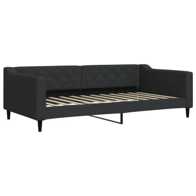Lit de jour avec gigogne et matelas noir 100x200 cm tissu