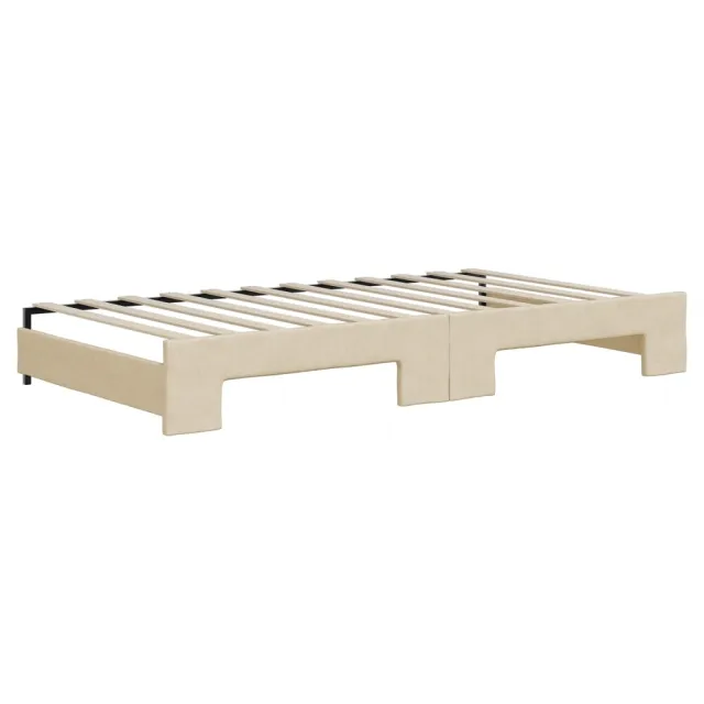 Lit de jour avec gigogne et matelas crème 100x200 cm tissu