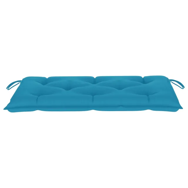 Banc de jardin avec coussin bleu clair 112 cm Bois de teck