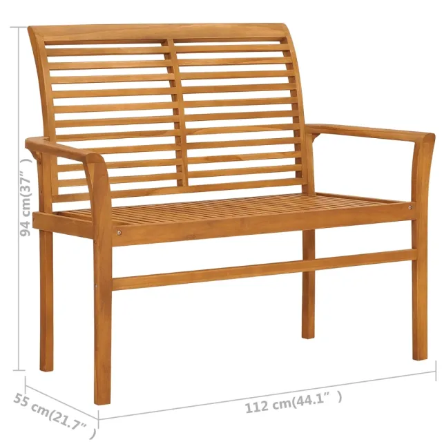 Banc de jardin avec coussin bleu clair 112 cm Bois de teck