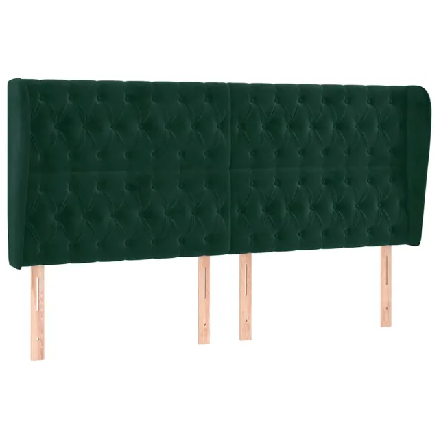 Tête de lit avec oreilles Vert foncé 183x23x118/128 cm Velours