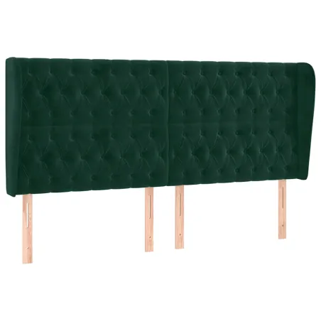 Tête de lit avec oreilles Vert foncé 183x23x118/128 cm Velours