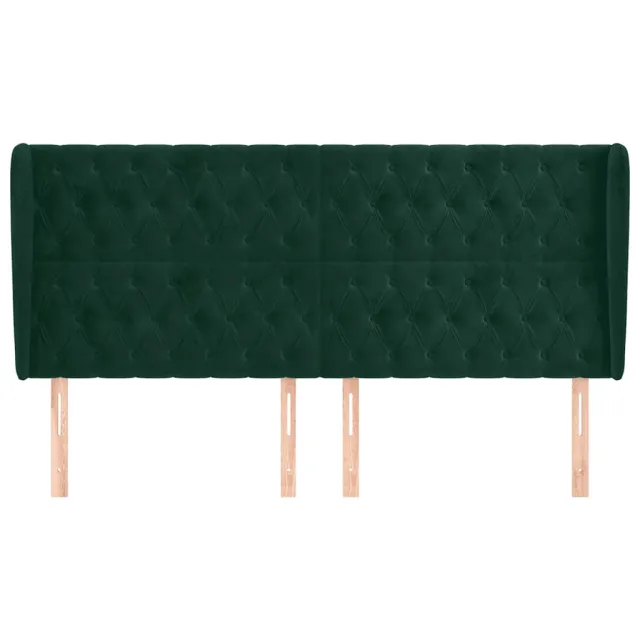 Tête de lit avec oreilles Vert foncé 183x23x118/128 cm Velours