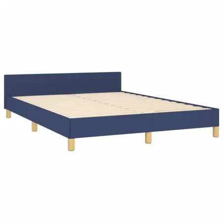 Cadre de lit sans matelas bleu 140x190 cm tissu