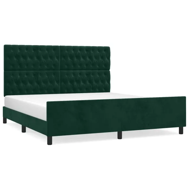 Cadre de lit sans matelas vert foncé velours