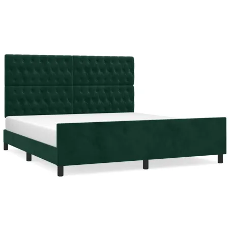 Cadre de lit sans matelas vert foncé velours
