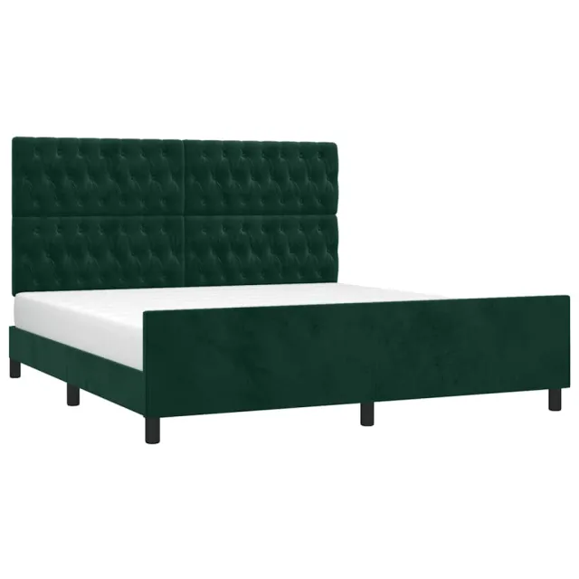 Cadre de lit sans matelas vert foncé velours