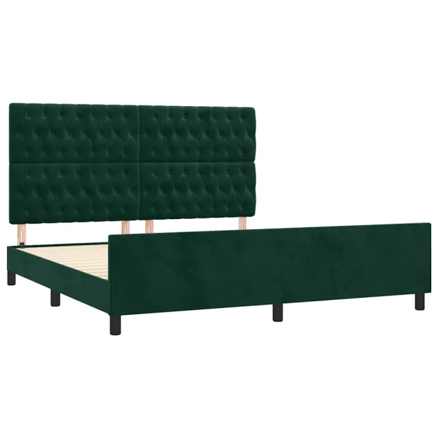 Cadre de lit sans matelas vert foncé velours