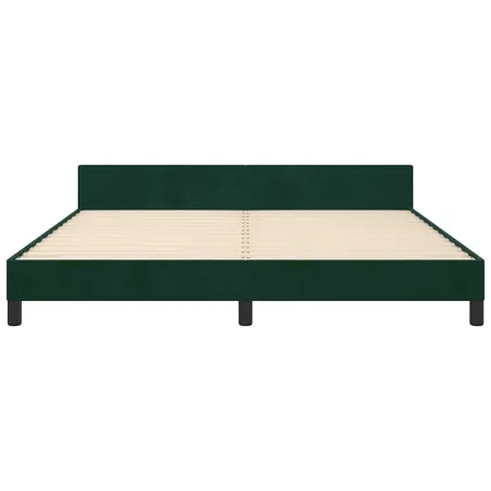 Cadre de lit sans matelas vert foncé velours
