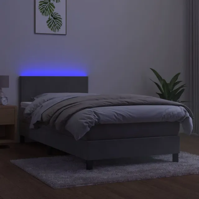 Sommier à lattes de lit avec matelas LED Gris clair 100x200 cm