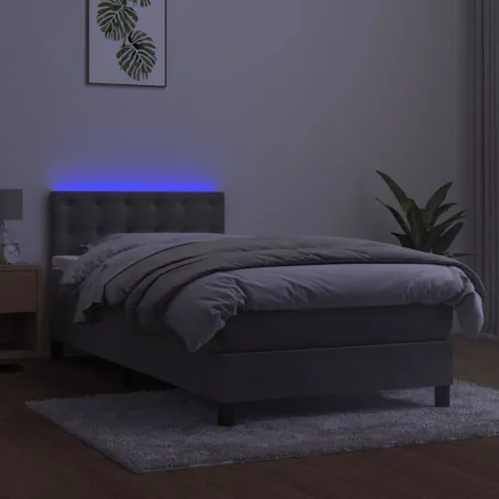 Sommier à lattes de lit avec matelas LED Gris clair 100x200 cm