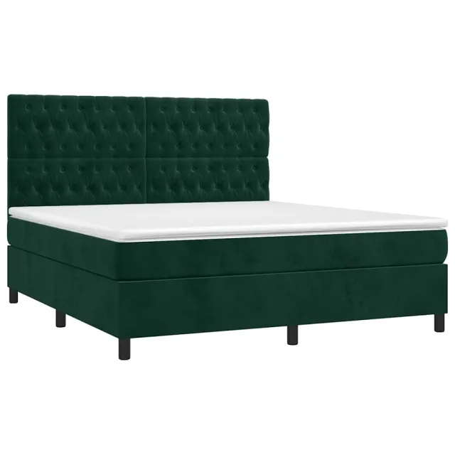 Sommier à lattes de lit matelas et LED Vert foncé 180x200 cm