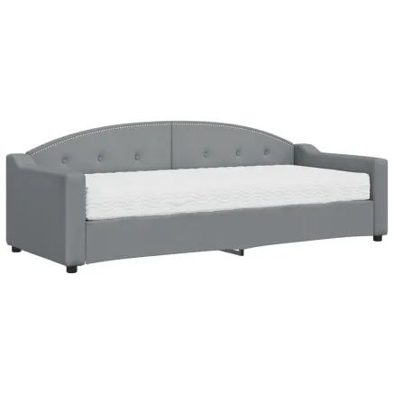 Lit de jour avec matelas gris clair 80x200 cm tissu 2