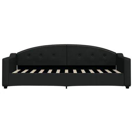 Lit de jour avec matelas noir 80x200 cm tissu