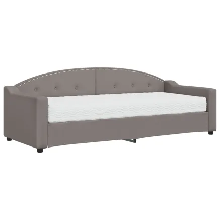 Lit de jour avec matelas taupe 80x200 cm tissu 2