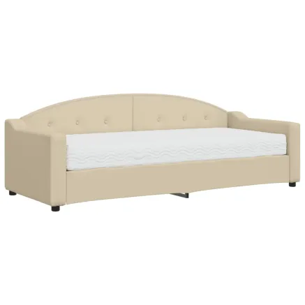 Lit de jour avec matelas crème 80x200 cm tissu 2