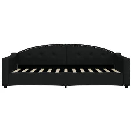 Lit de jour avec matelas noir 90x200 cm tissu