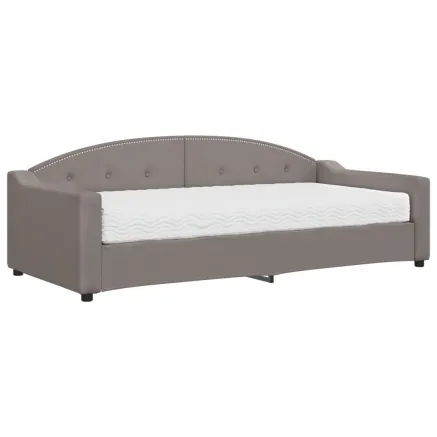 Lit de jour avec matelas taupe 90x200 cm tissu 2