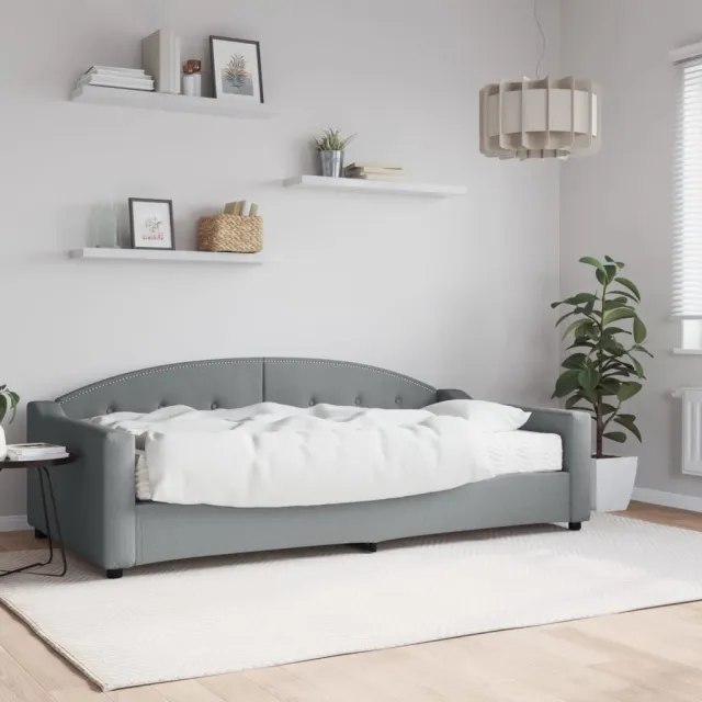 Lit de jour avec matelas gris clair 100x200 cm tissu