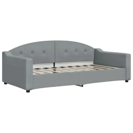 Lit de jour avec matelas gris clair 90x190 cm tissu