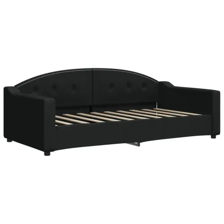 Lit de jour avec matelas noir 90x190 cm tissu